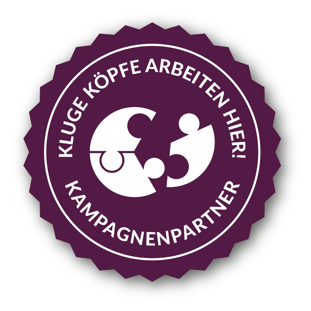 Kluge Köpfe arbeiten hier – Kampagnenpartnerlogo
