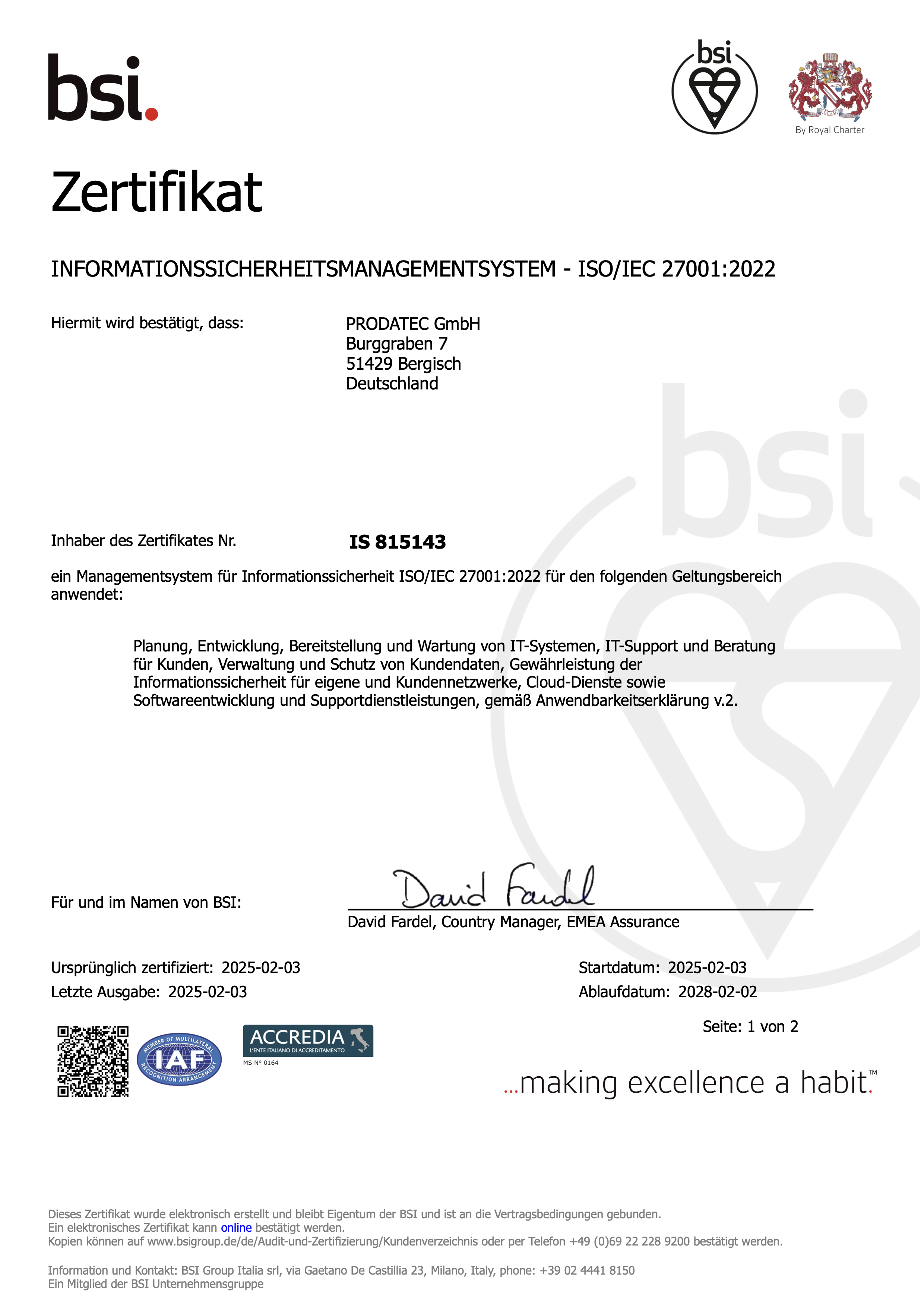 BSI Iso Zertifikat